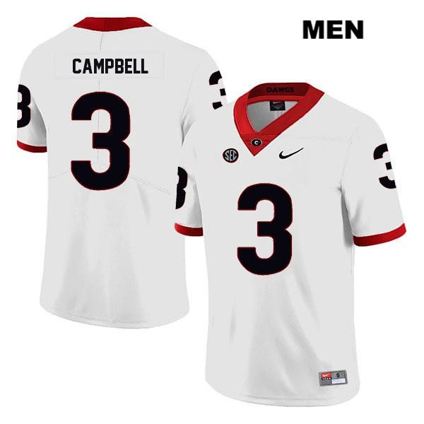 Georgia Bulldogs Men's Tyson Campbell #3 NCAA Legend Authentic White Nike Stitched College Football Jersey IAO0056CI